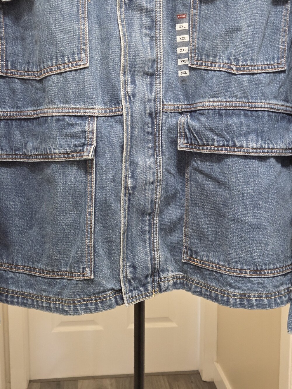 NWT Levi's Blue Denim Field Jacket Tan Corduroy Collar 100% Cotton Utility Chore - Picture 4 of 9
